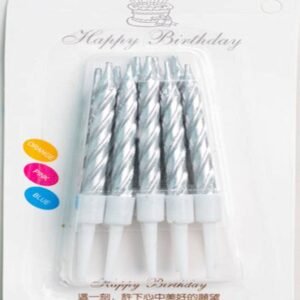 Extreme Silver Candles with Holder – 10 pcs