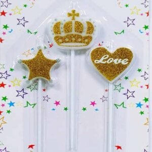 Extreme Party Birthday Candle – 3 pcs (Crown, Star, Heart)
