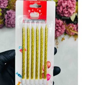 Extreme Long Golden Candles with Holder – 6 pcs