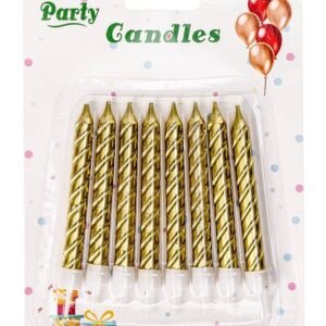 Extreme Thick Party Candles Golden with Holder – 8 pcs