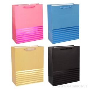 Extreme shinny glossy strip gift bag 26*32*10