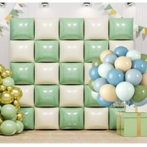 Extreme Foil Balloon Wall Decoration Set – Square & Star Balloons (56pcs + 2 Tapes)