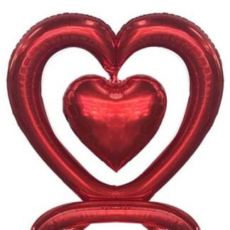 Foil Love Heart Balloon with hanging heart inside H88cm W 82CM