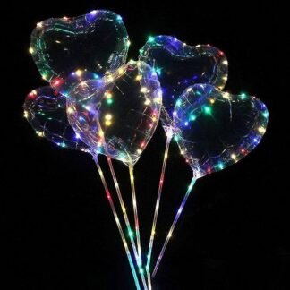 Transparent heart shaped printed balloon with inside balloon & led light