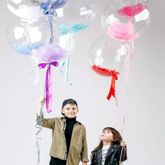 Transparent Ballon with feather & light