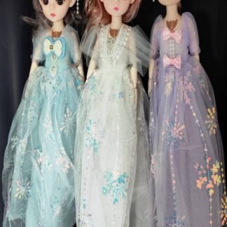 Doll with fairy dress, open hair with pearl hairbent & crown with music (key ring)